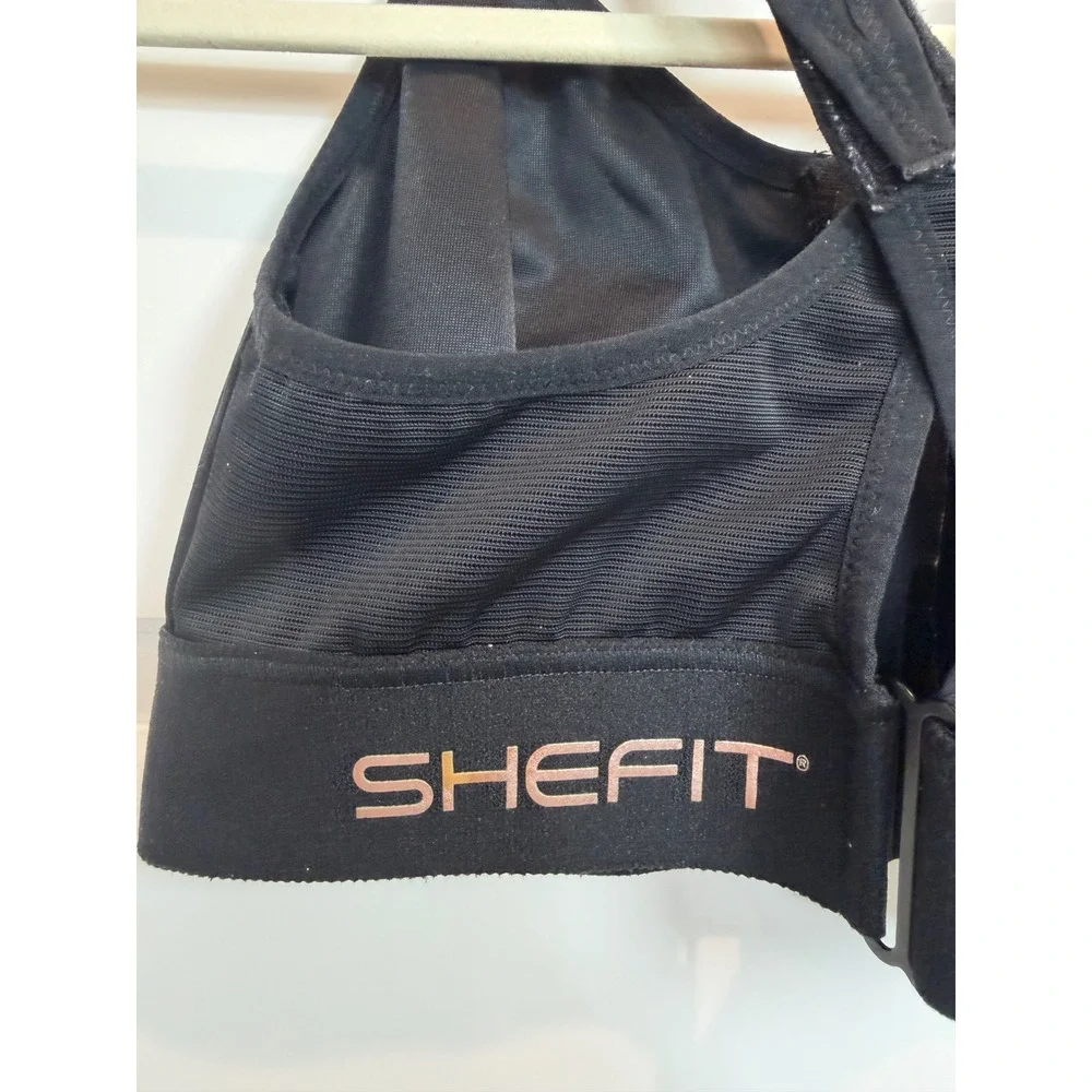 SHEFIT Ultimate Sports Bra Black High Impact Front Zip Adjustable Straps 110002